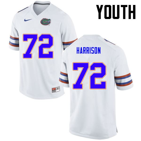 NCAA Florida Gators Jonotthan Harrison Youth #72 Nike White Stitched Authentic College Football Jersey VXO2464ZZ